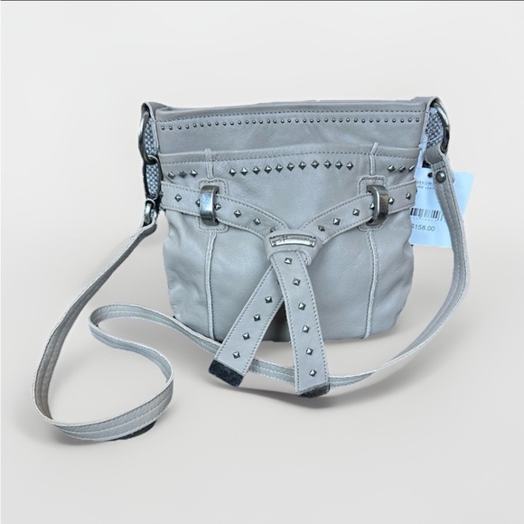 B. MAKOWSKY Tan Pebbled Leather / Studded Crossbody Shoulder
Handbag - Picture 1 of 10